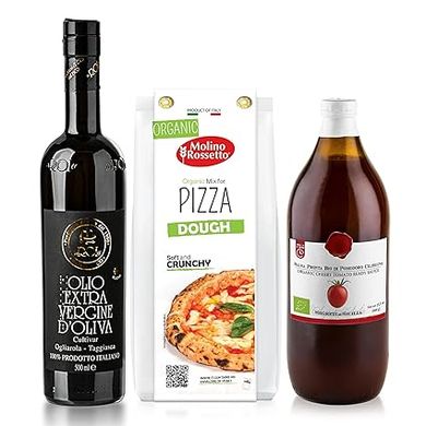 Molino Rossetto Gourmet Pizza Kit: Authentic Italian Dough, Sauce, & Olive Oil
