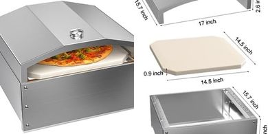 Stainless Steel Pellet Grill Pizza Oven Attachment with 14" Pizza Stone
