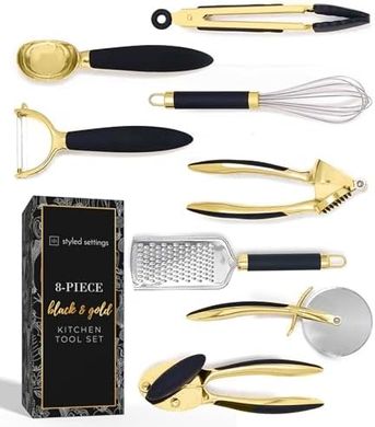 Luxe Gold Kitchen Utensil Set: 8-Piece Gift Set with Tools
