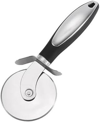 Black Stainless Steel Pizza Cutter with Rocker Blade & Cover
