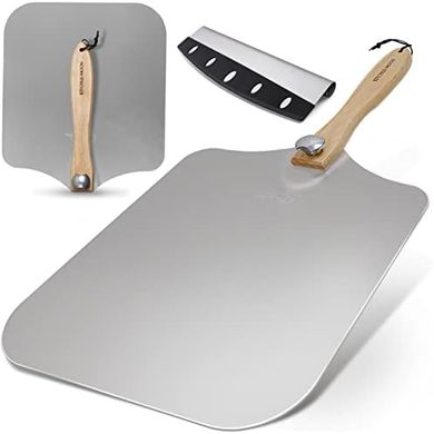 16" Extra-Large Metal Pizza Peel with 14" Cutter & Folding Handle
