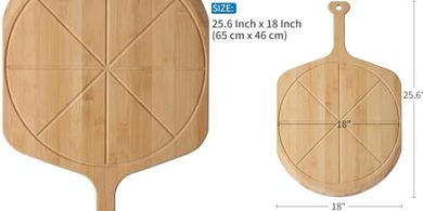 Bamboo Pizza Peel & Cutter: Lightweight, 18" x 25.6"
