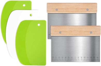 Multipurpose Scraper Set: 5 Stainless Steel & PP Scrapers with Wood Handles
