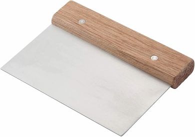 Winco Stainless Steel Dough Scraper & Wood Handle
