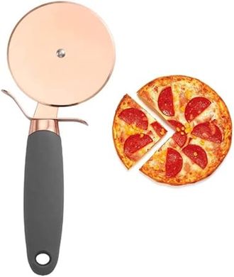 Rose Gold Stainless Steel Pizza Cutter:  Sharp, Easy-Clean, Dishwasher Safe
