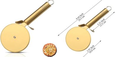 Berglander Gold Titanium Pizza Cutter:  Sharp, Easy Clean & Store
