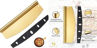 Gold Snailhouse 14" Rocking Pizza Cutter with Blade Cover
