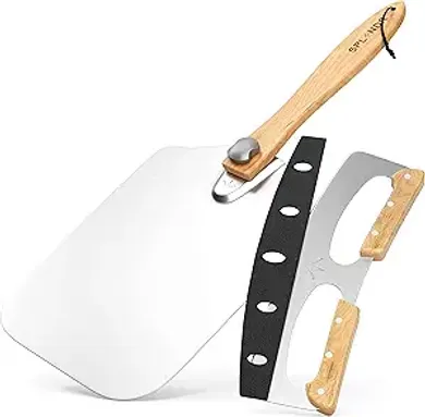 Aluminum Pizza Peel & Rocker Cutter Set (12x14")
